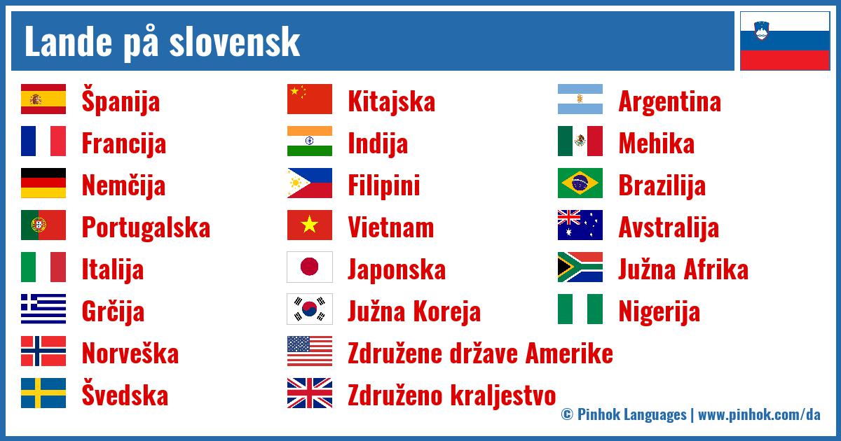 Lande på slovensk