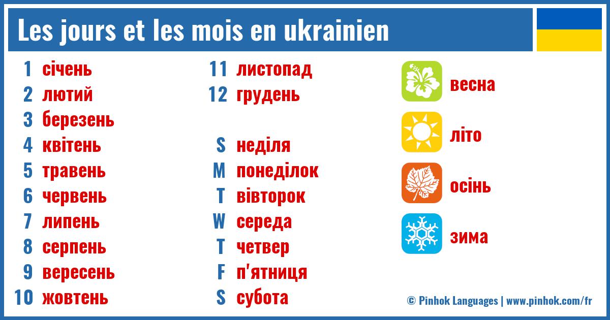 Les jours et les mois en ukrainien