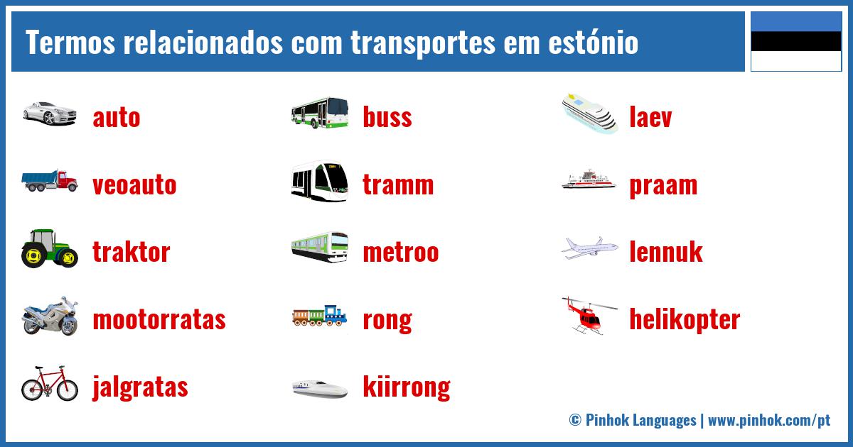 Termos relacionados com transportes em estónio